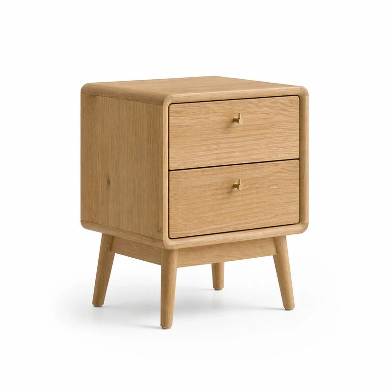 Mesita de noche madera natural con patas-selviao